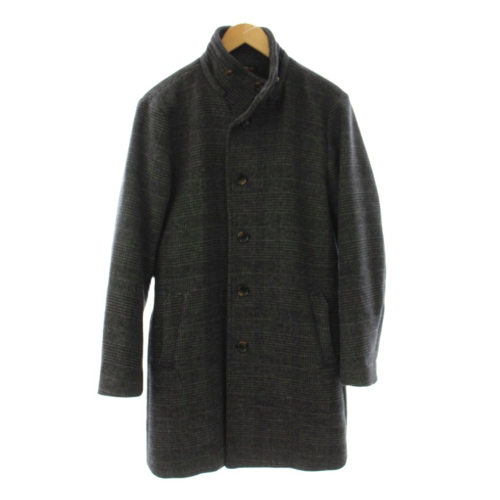 【中古】エムケーミッシェルクランオム MK MICHEL KLEIN HOMME コート ウール 48 グレー チェック柄 スタンドカラー 長袖 /JP レディース 【ベクトル 古着】 260220