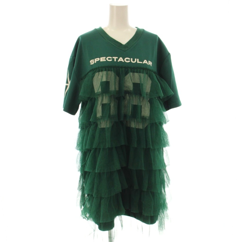 【中古】ジュエティ jouetie カットソー M 緑 グリーン 半袖 Vネック ティアード /JP レディース 【ベクトル 古着】 260221