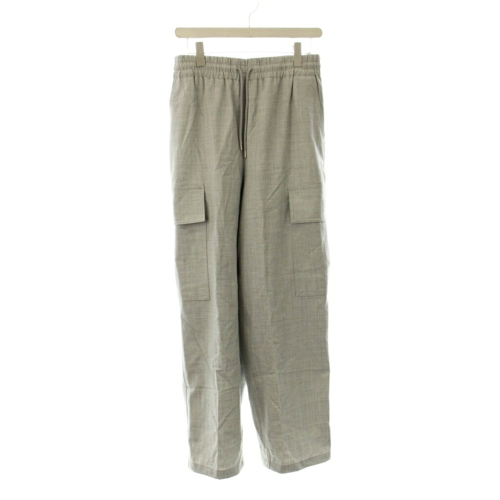 【中古】未使用品 プラステ PLST 23AW パラシュートカーゴパンツ ウール L グレー 長ズボン ドローストリングウエスト カーゴポケット /JP レディース 【ベクトル 古着】 260221