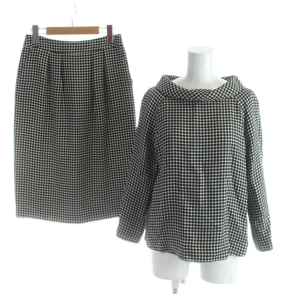 【中古】オールドイングランド OLD ENGLAND セットアップ カットソー ブラウス スカート 34 黒 ブラック 白 ホワイト ドット柄 /AP レディース 【ベクトル 古着】 260224