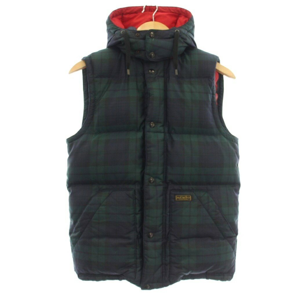 【中古】ポロ バイ ラルフローレン Polo by Ralph Lauren ダウンベスト ブラックウォッチ チェック XS 緑 グリーン MNBLOTWM5F00008 /☆G レディース 【ベクトル 古着】 260225