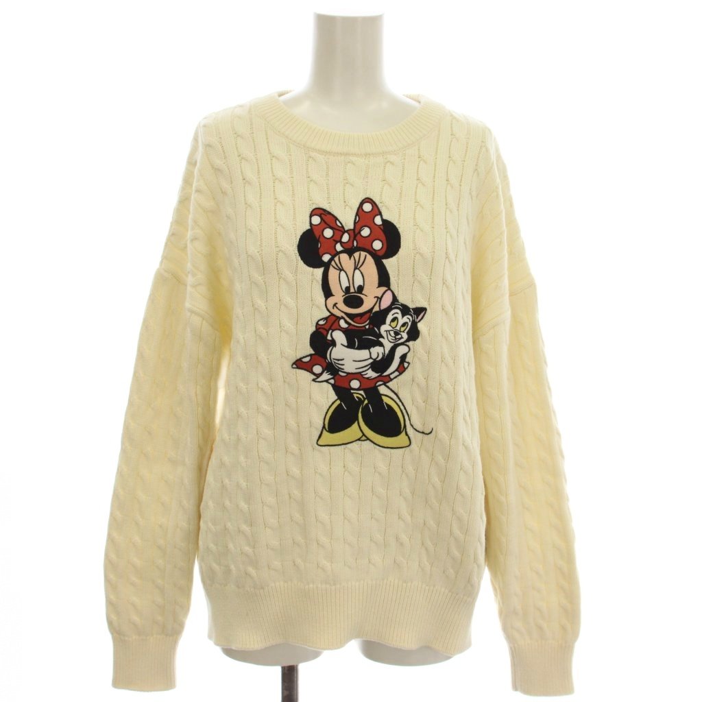 【中古】マウジー MOUSSY Disney MD CABLE ミニー ニット フィガロ ディズニー F 白 オフホワイト 0291AY70-0251 /☆G レディース 【ベクトル 古着】 260226