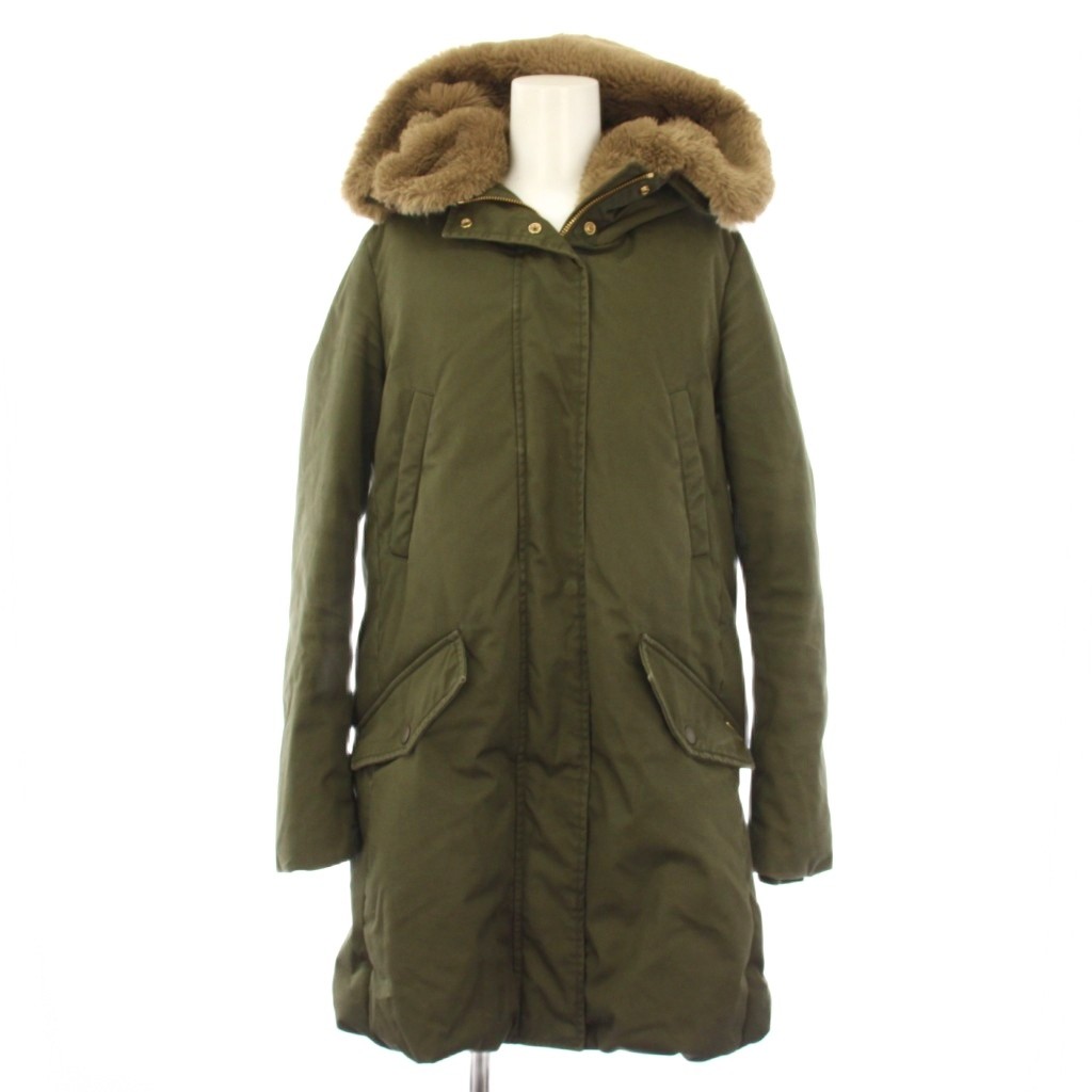 【中古】ウールリッチウーレンミルズ WOOLRICH WOOLEN MILLS COCOON PARKA ダウンコート フーディ ミドル丈 XS カーキ WWOU0645 /KH レディース 【ベクトル 古着】 260226