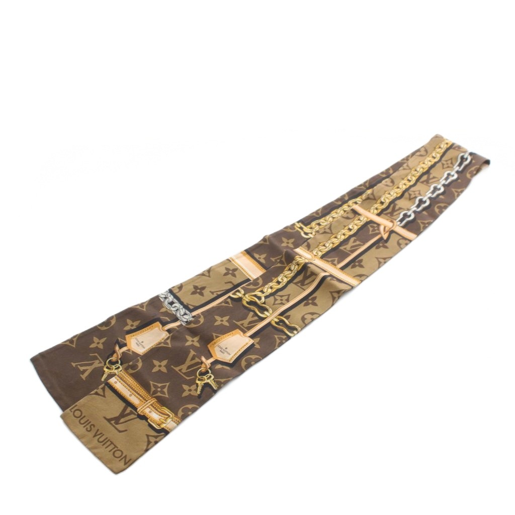 【中古】ルイヴィトン LOUIS VUITTON バンドー モノグラム コンフィデンシャル スカーフ シルク 絹 茶 ブラウン M78655 /AN16 ■OH レディース 【ベクトル 古着】 260302 2