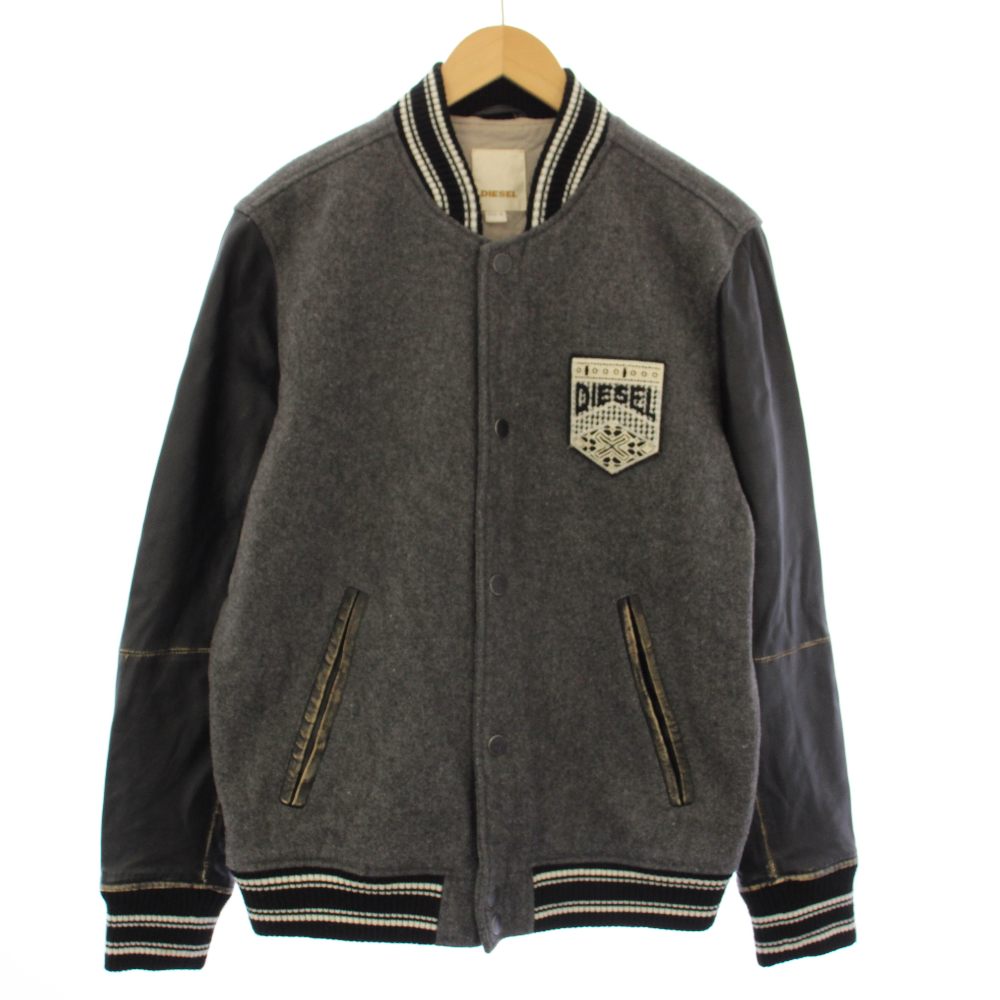 乐天商城 - 【中古】ディーゼル DIESEL ジャンパー ブルゾン スタジャン ラムレザー 切替 M グレー /TK メンズ 【ベクトル 古着】 260309