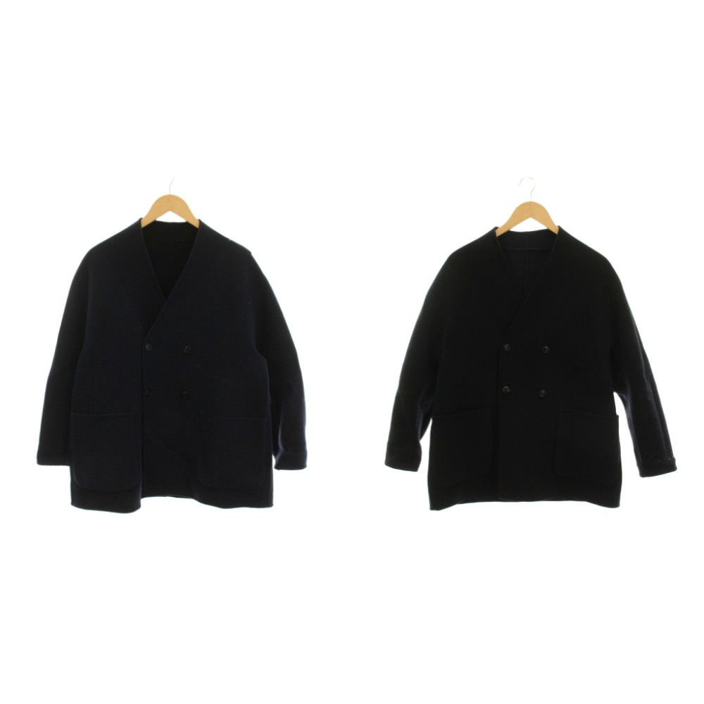 【中古】アデュートリステス ADIEU TRISTESSE Luxe リバーシブルコート ノーカラー アウター 38 紺 黒 /YM レディース 【ベクトル 古着】 260307