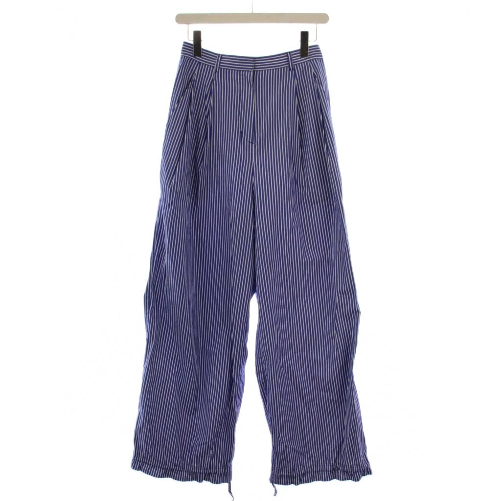 【中古】エトレトウキョウ ETRE TOKYO ドロストヘムコットンパンツ ジップフライ ストライプ柄 M 青 白 1225220070-0 /BM レディース 【ベクトル 古着】 260305