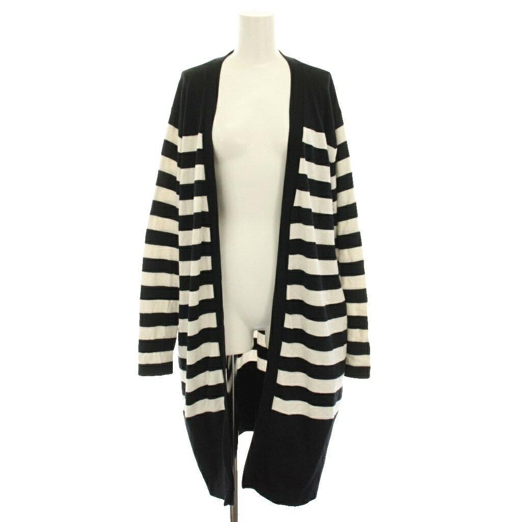 Rakuten - 【中古】ダイアンフォンファステンバーグ DIANE von FURSTENBERG スタジオ STUDIO ロングカーディガン トッパー 長袖 ボーダー柄 S 黒 ブラック 白 ホワイト 115-6166120 /YT レディース 【ベクトル 古着】 260306