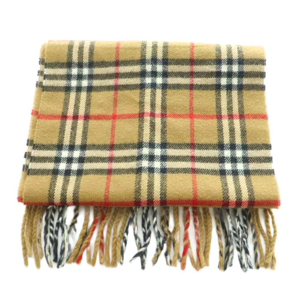 ブランド古着の買取販売ベクトルの【中古】バーバリーズ Burberrys マフラー ウール フリンジ チェック柄 ベージュ 黒 白 赤 /MI レディース 【ベクトル 古着】 260311｜アングル2
