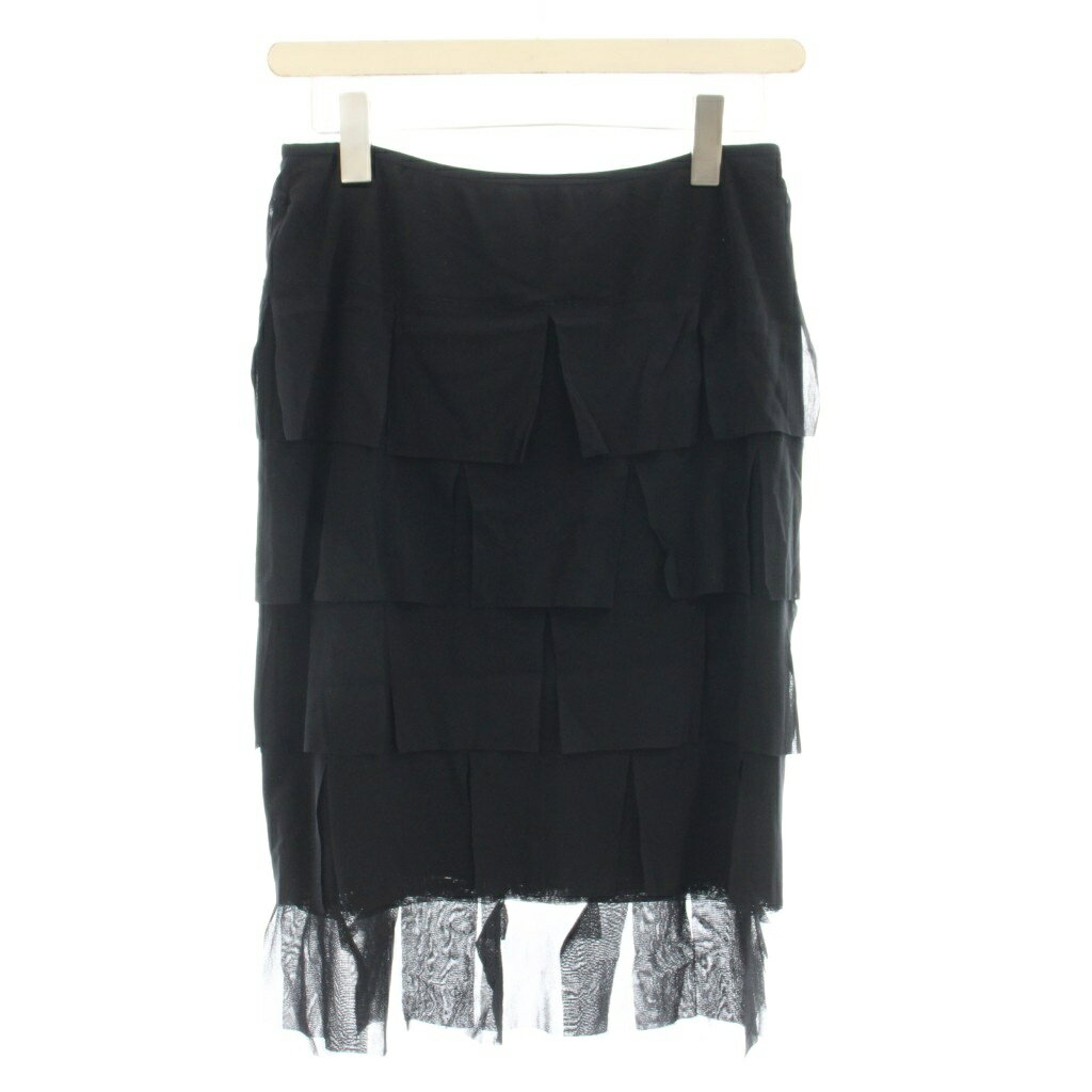 【中古】ヴィヴィアンタム VIVIENNE TAM ティアードスカート メッシュ タイト ひざ丈 スカート 2 黒 ブラック 015-120329 /☆G レディース 【ベクトル 古着】 260311