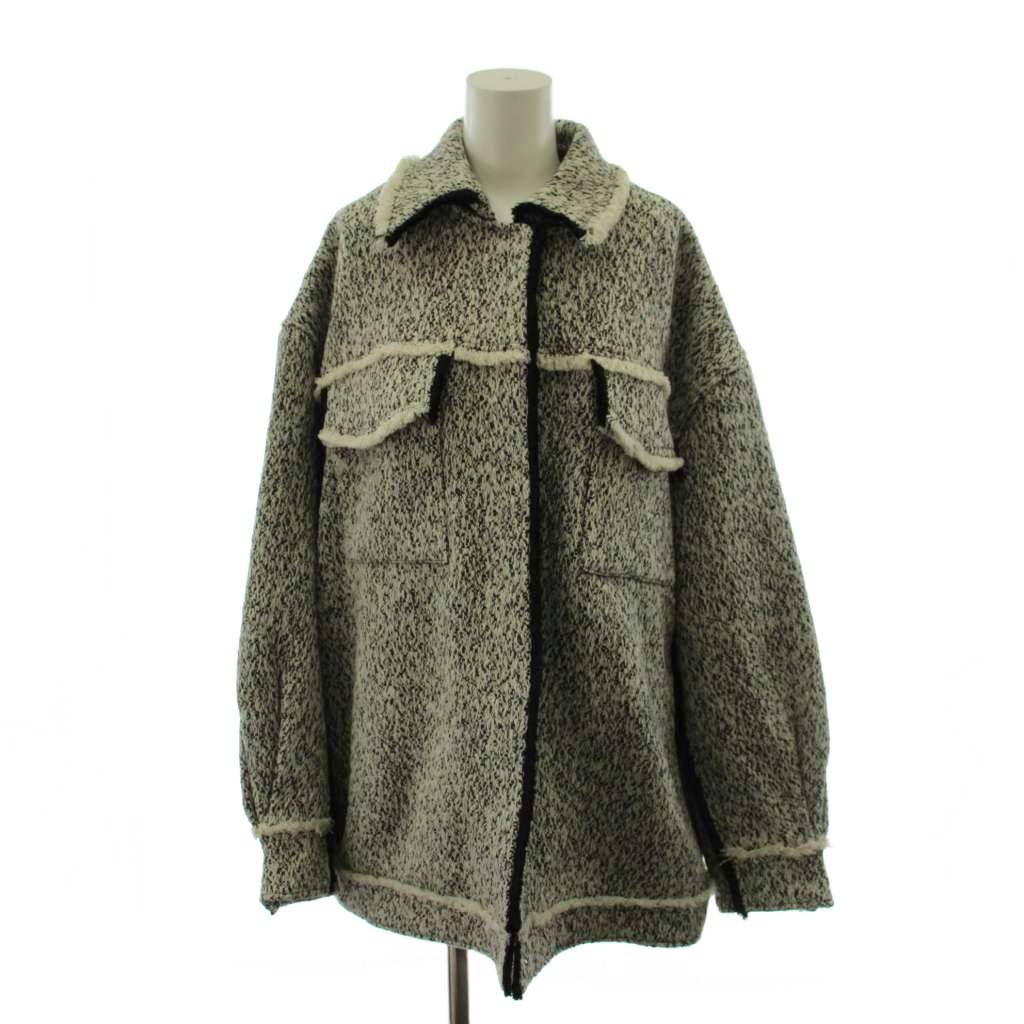 アメリヴィンテージ Ameri VINTAGE 22AW OTONA MUSE FRINGE TWEED OVER JACKET ツイードジャケット F 黒 ブラック 白 ホワイト 0225106720410 /AN69 レディース  260312
