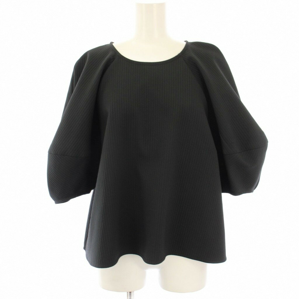 樂天商城 - 【中古】クラネ CLANE STRIPE QUILT PUFF TOPS シャツ ブラウス 1 黒 ブラック ストライプ柄 パフスリーブ 五分袖 12108-3082 /HN レディース 【ベクトル 古着】 260314