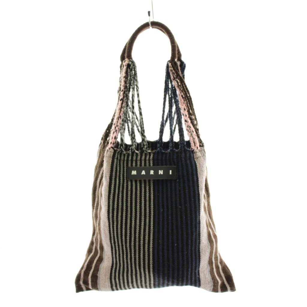 Other - 【中古】マルニ MARNI フラワーカフェハンモックトート ハンドバッグ ストライプ柄 マルチカラー ピンク 茶 ブラウン 紺 ネイビー /AN25 レディース 【ベクトル 古着】 260319