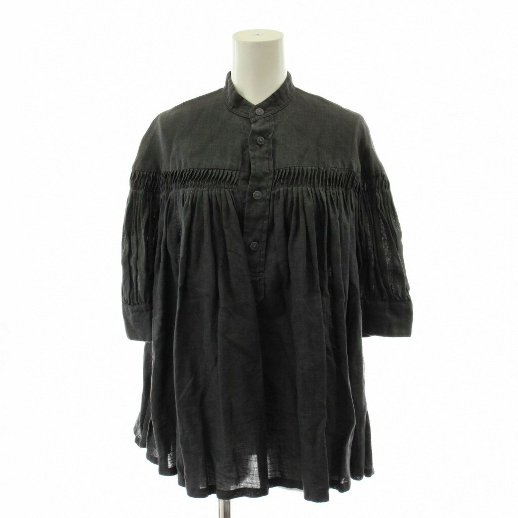 【中古】サイ SCYE シャツ ブラウス 5分袖 麻 リネン 38 黒 ブラック 1213-31725 /AN88 レディース 【ベクトル 古着】 260312