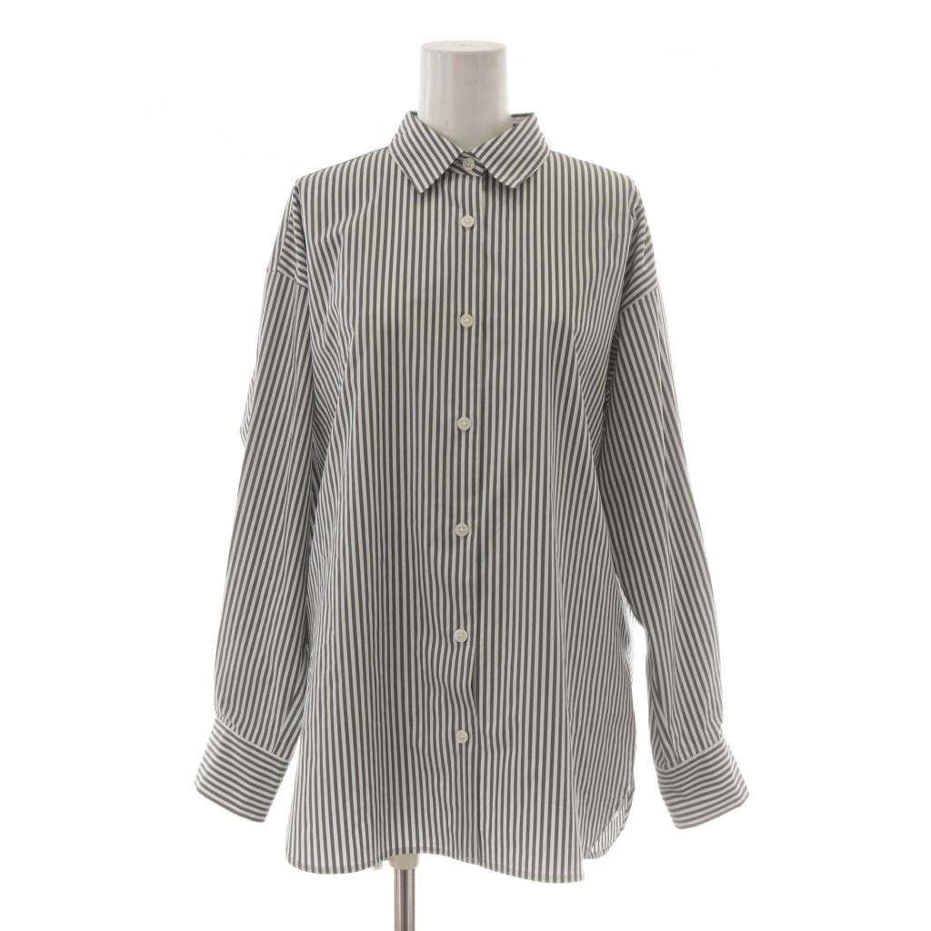 【中古】プラステ PLST 24AW タイプライターリラクシーシャツ S グレー ストライプ柄 レギュラーカラー 長袖 12-4308006 /AU レディース 【ベクトル 古着】 260318