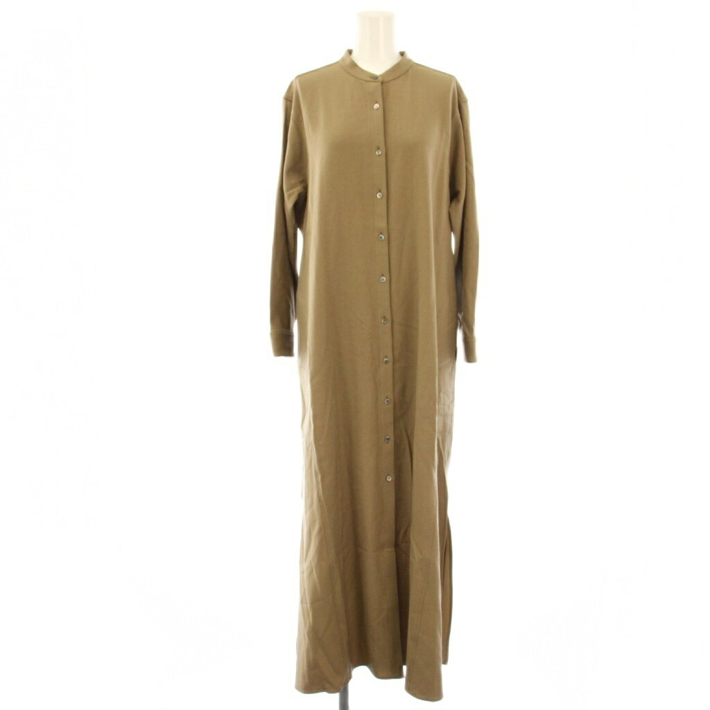【中古】セオリー Theory 22AW W SP SAXONY BUTTON DOWN DR シャツワンピース マキシ ロング 長袖 ウール S ベージュ 01-2305209 /HN レディース 【ベクトル 古着】 260319
