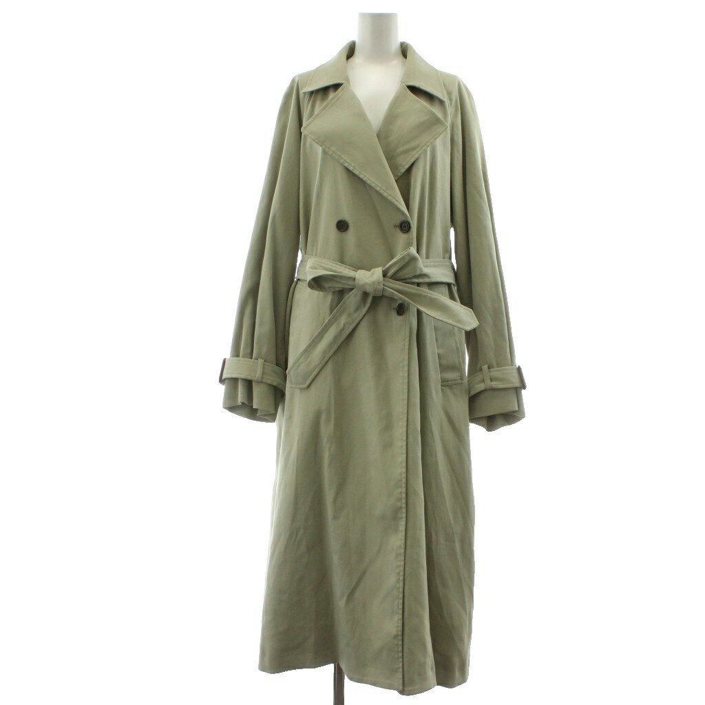 【中古】フリークスストア FREAKS STORE トレンチコート ロング 麻混 リネン混 F カーキ ダブルブレスト ベルト付き /RR レディース 【ベクトル 古着】 260314