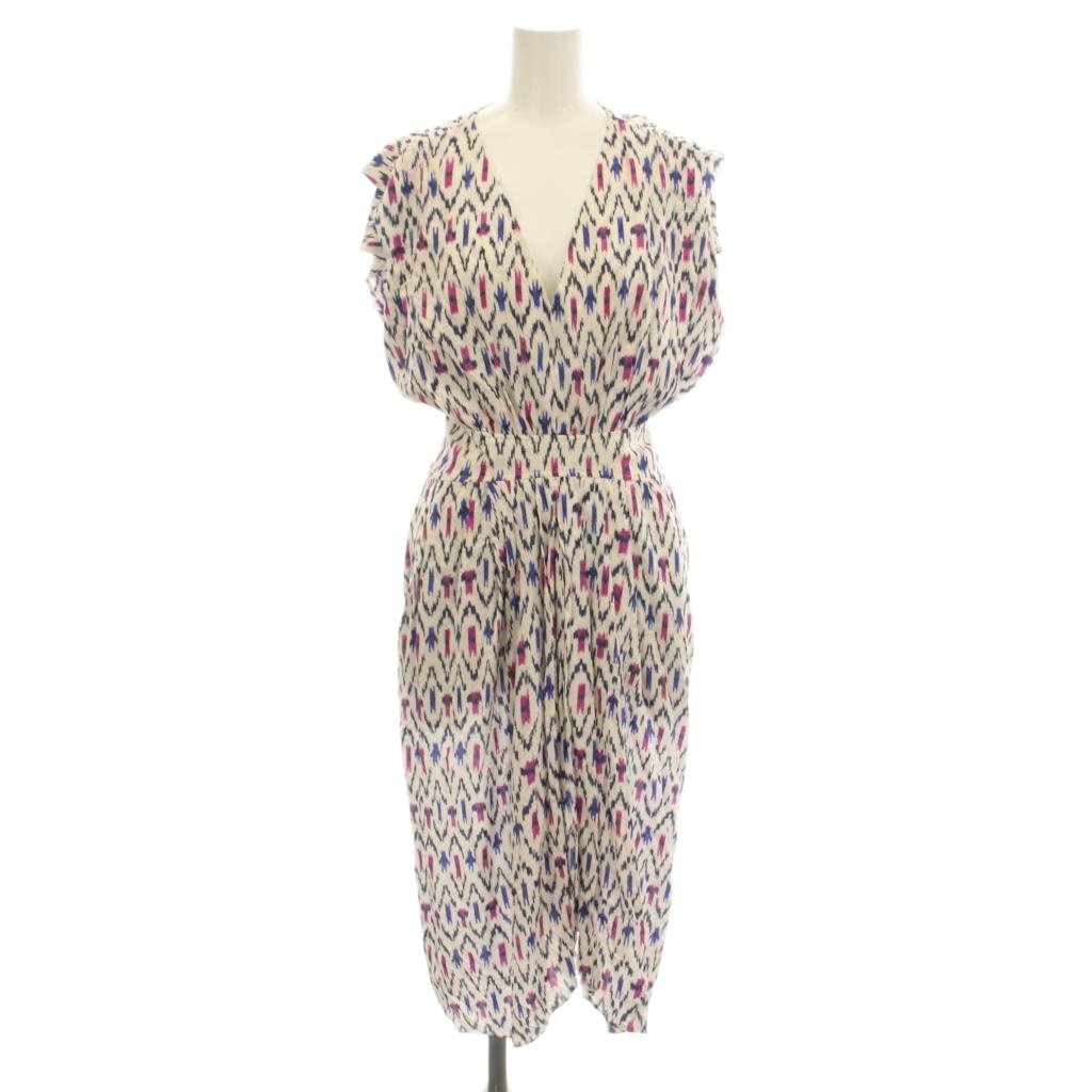 【中古】イザベル マラン エトワール ISABEL MARANT ETOILE ワンピース 34 白 青 ピンク 総柄 Vネック ノースリーブ 824-52306 /JP レディース 【ベクトル 古着】 260320
