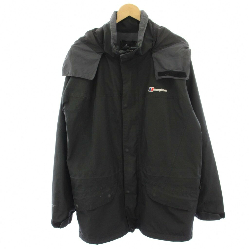 【中古】バーグハウス berghaus ナイロンジャケット ジップアップ ロング 裏地メッシュ L 黒 ブラック 21016 /HN メンズ 【ベクトル 古着】 260323