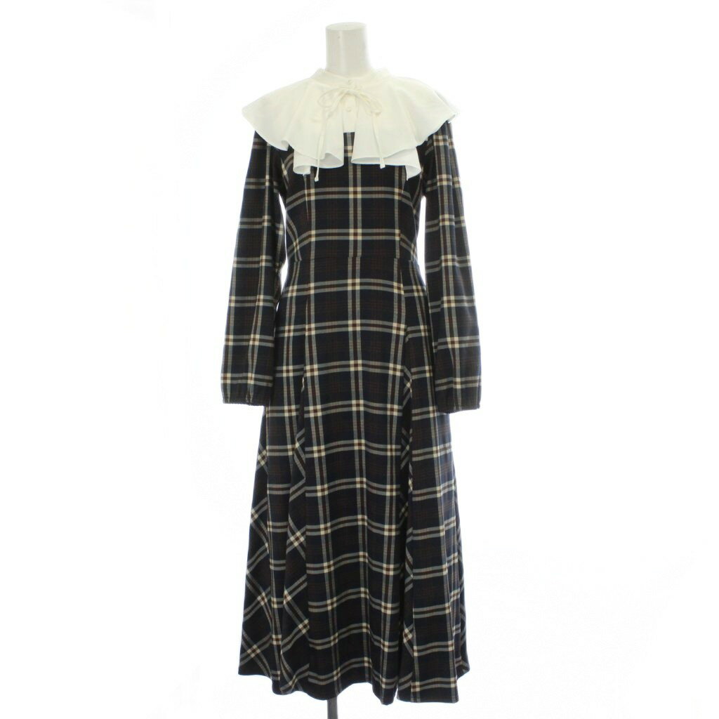 【中古】ウィルセレクション WILLSELECTION ワンピース M 紺 ネイビー チェック柄 長袖 フリル /GP レディース 【ベクトル 古着】 260320