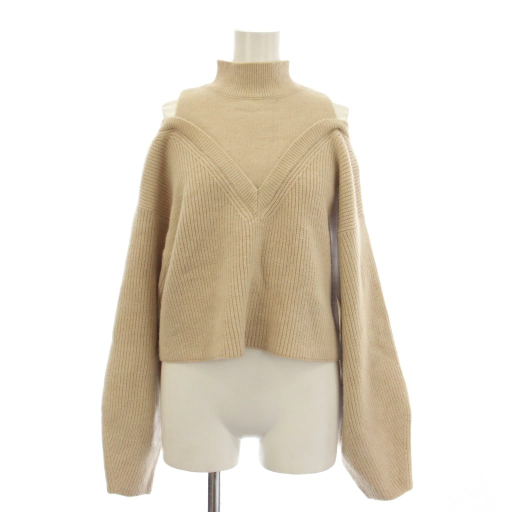 樂天商城 - 【中古】ナチュラルビューティーベーシック NATURAL BEAUTY BASIC ニット セーター M ベージュ 長袖 ドッキングデザイン オフショルダー /JP レディース 【ベクトル 古着】 260324