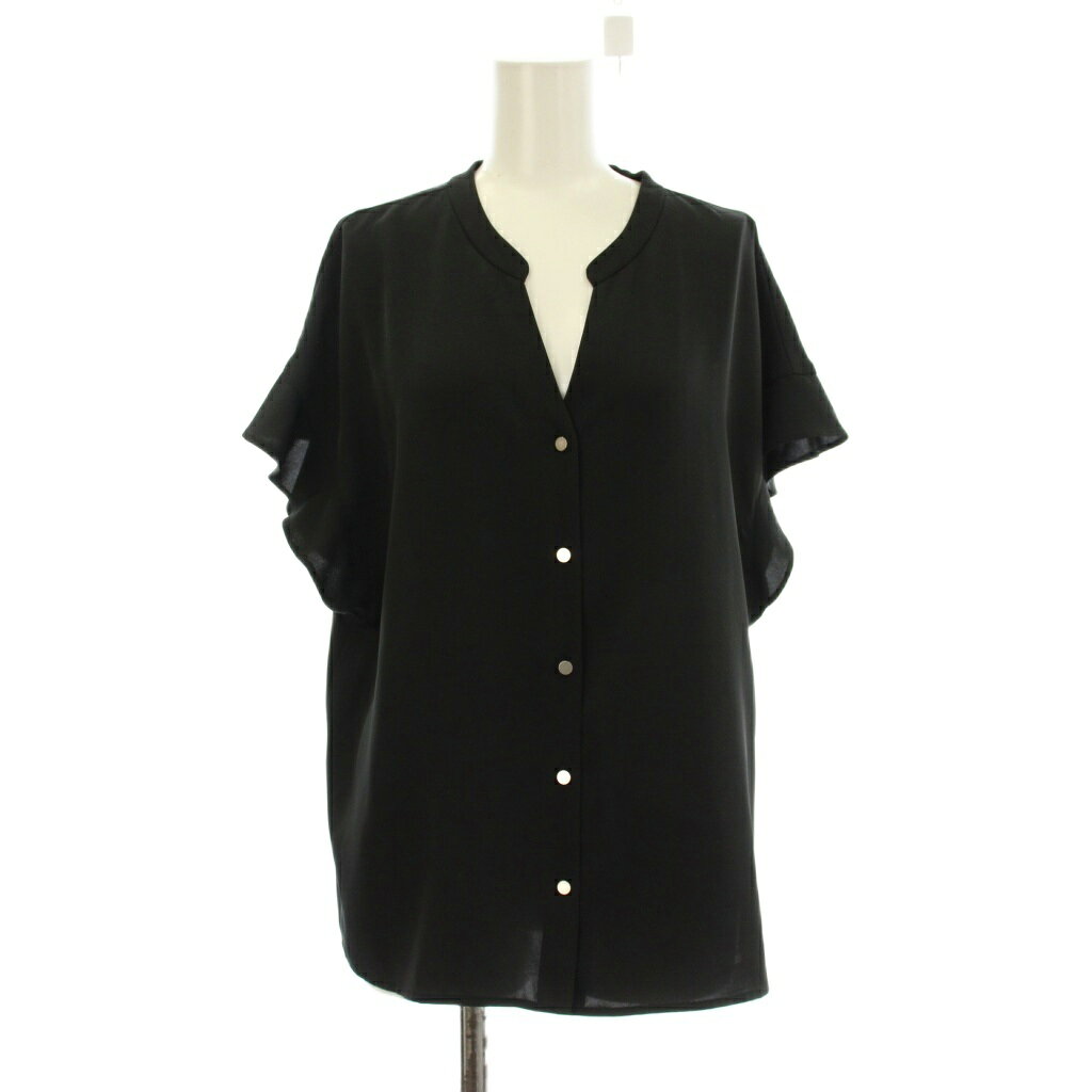 樂天商城 - 【中古】グリーンレーベルリラクシング ユナイテッドアローズ green label relaxing ブラウス シャツ 黒 スキッパーネック フレアスリーブ 半袖 /JP レディース 【ベクトル 古着】 260326