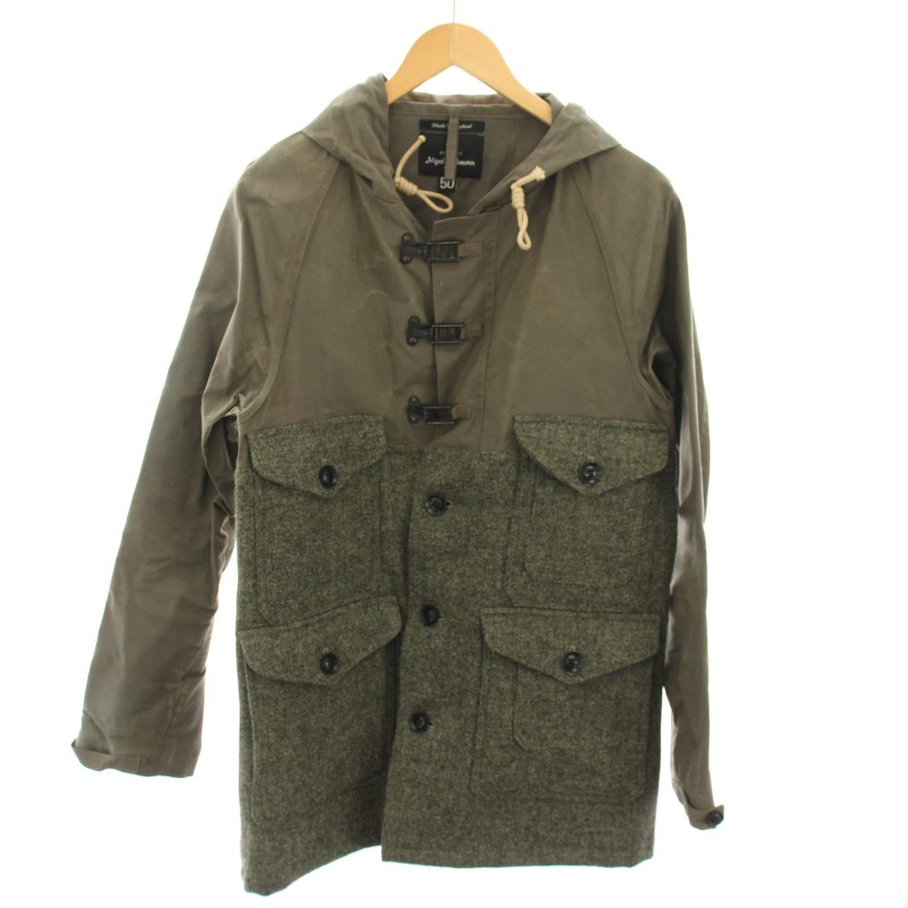 【中古】ナイジェルケーボン NIGEL CABOURN マッキントッシュ MACKINTOSH ハリスツイード Harris Tweed カメラマンジャケット アウター フード 切替 50 カーキ グレー 8071130003 /YT メンズ 【ベクトル 古着】 260324