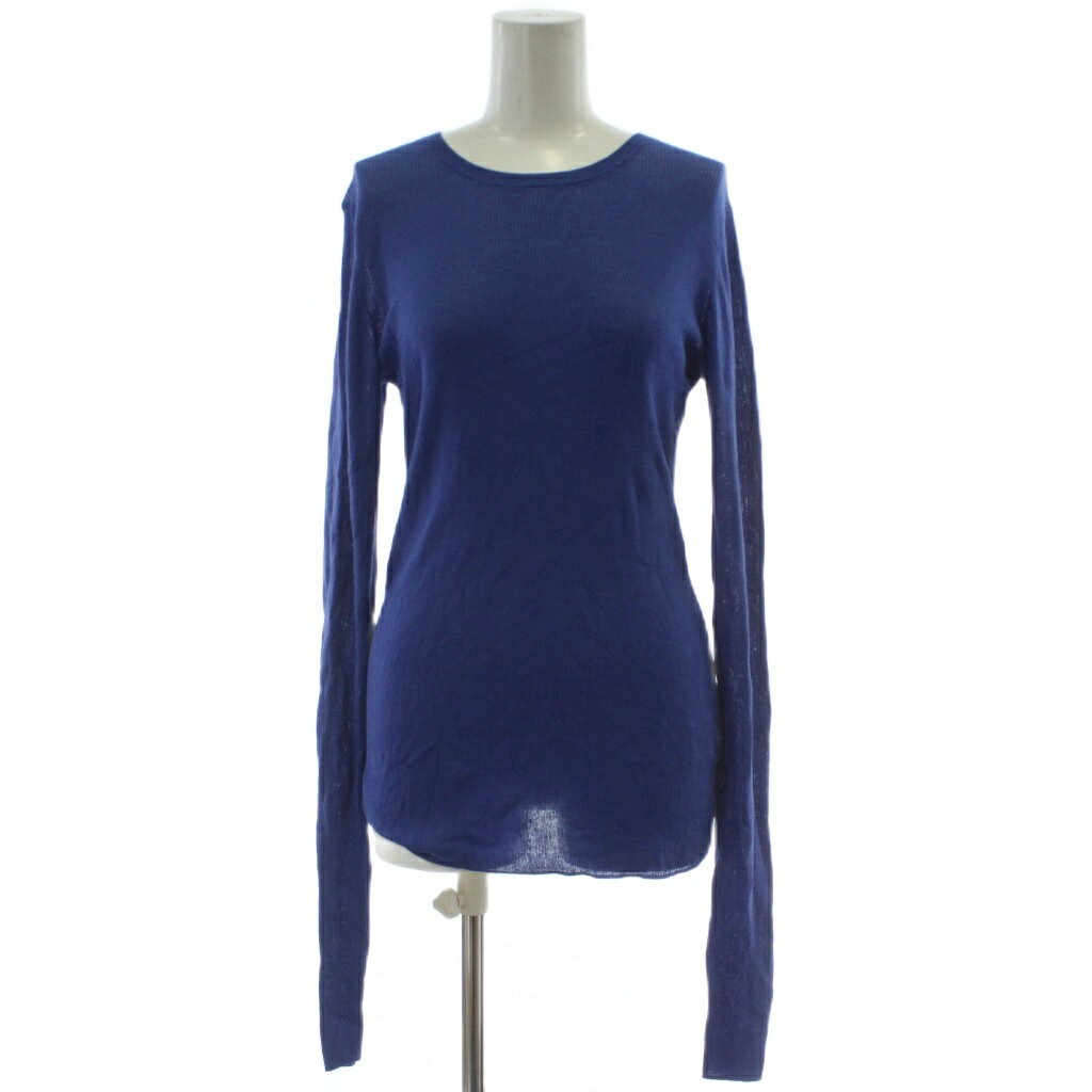 【中古】エーピーストゥディオ AP STUDIO 24AW ニットロングスリーブTシャツ ニット 青 ブルー 長袖 ラウンドネック リブニット 240805..