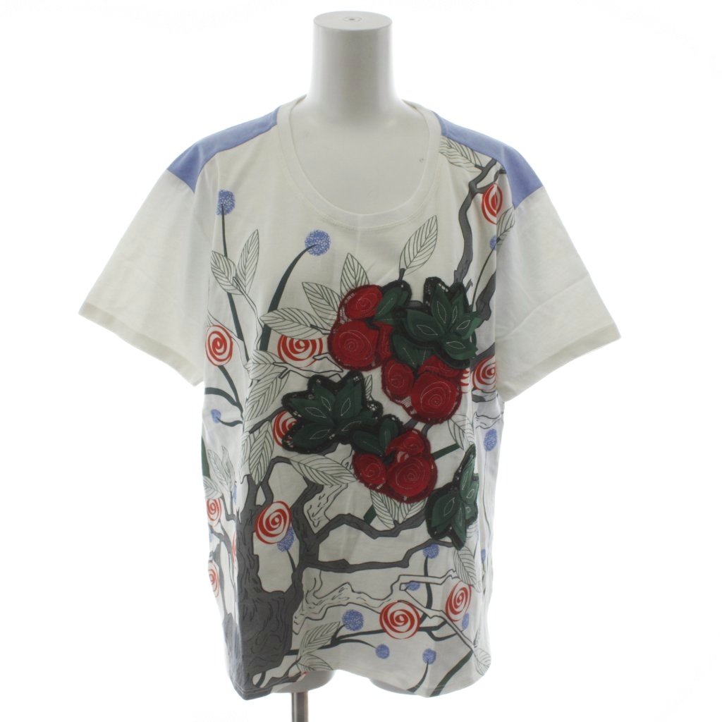 乐天商城 - 【中古】ヴィヴィアンタム VIVIENNE TAM Tシャツ カットソー 半袖 40 白 ホワイト 水色 ライトブルー 花柄 アップリケ 08176262 /RR レディース 【ベクトル 古着】 260330