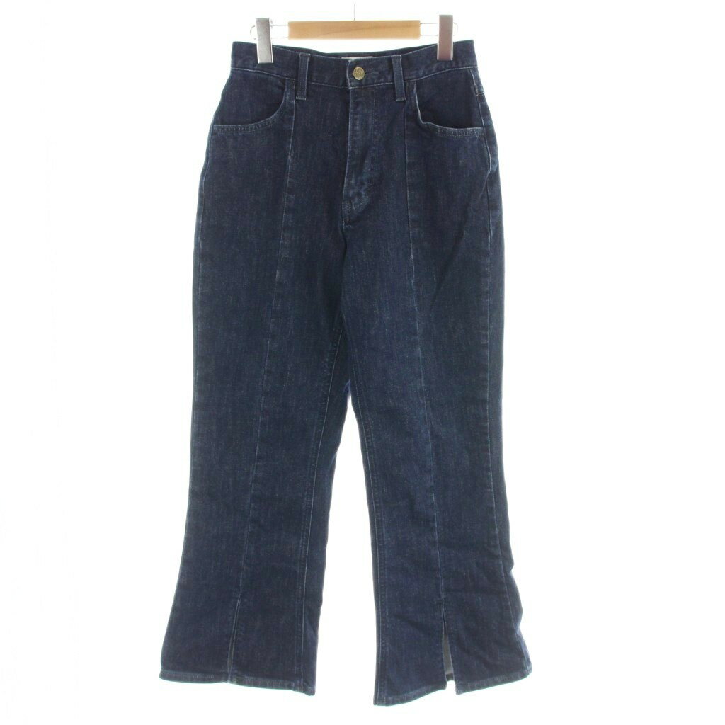 【中古】リー LEE x earth music&ecology デニム ジーンズ M 紺 ネイビー 無地 クロップド丈 裾スリット /AP レディース 【ベクトル 古着】 260403