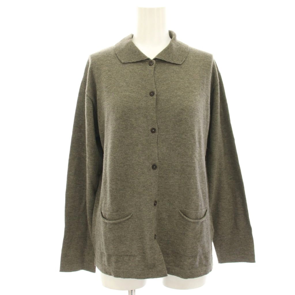 【カシミヤ混】マーガレットハウエル　コットンカシミヤ　カーディガン　グレージュ MARGARET HOWELL - 2021美品マーガレットハウエル☆スコットランド製