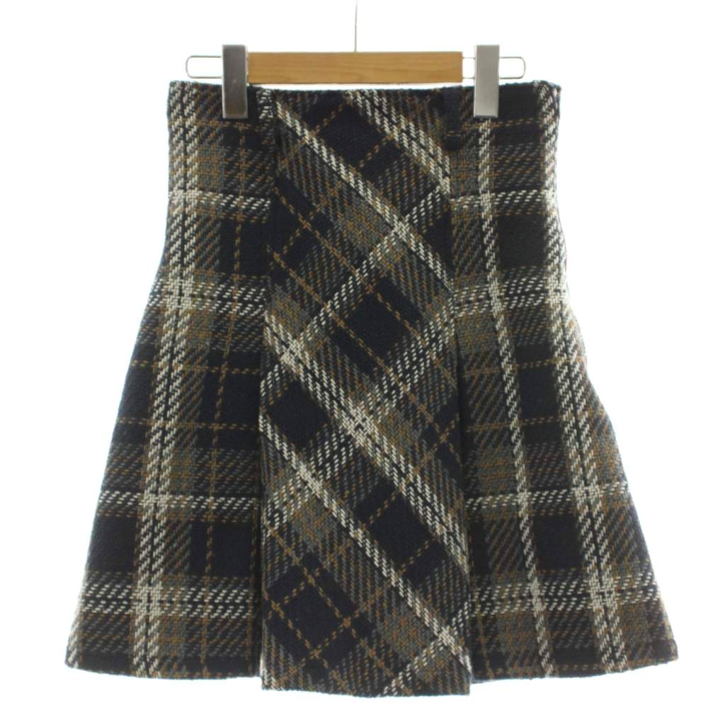 【中古】ウィルセレクション WILLSELECTION スカート F 紺 ネイビー グレー チェック柄 ミニ丈 /DU レディース 【ベクトル 古着】 260406