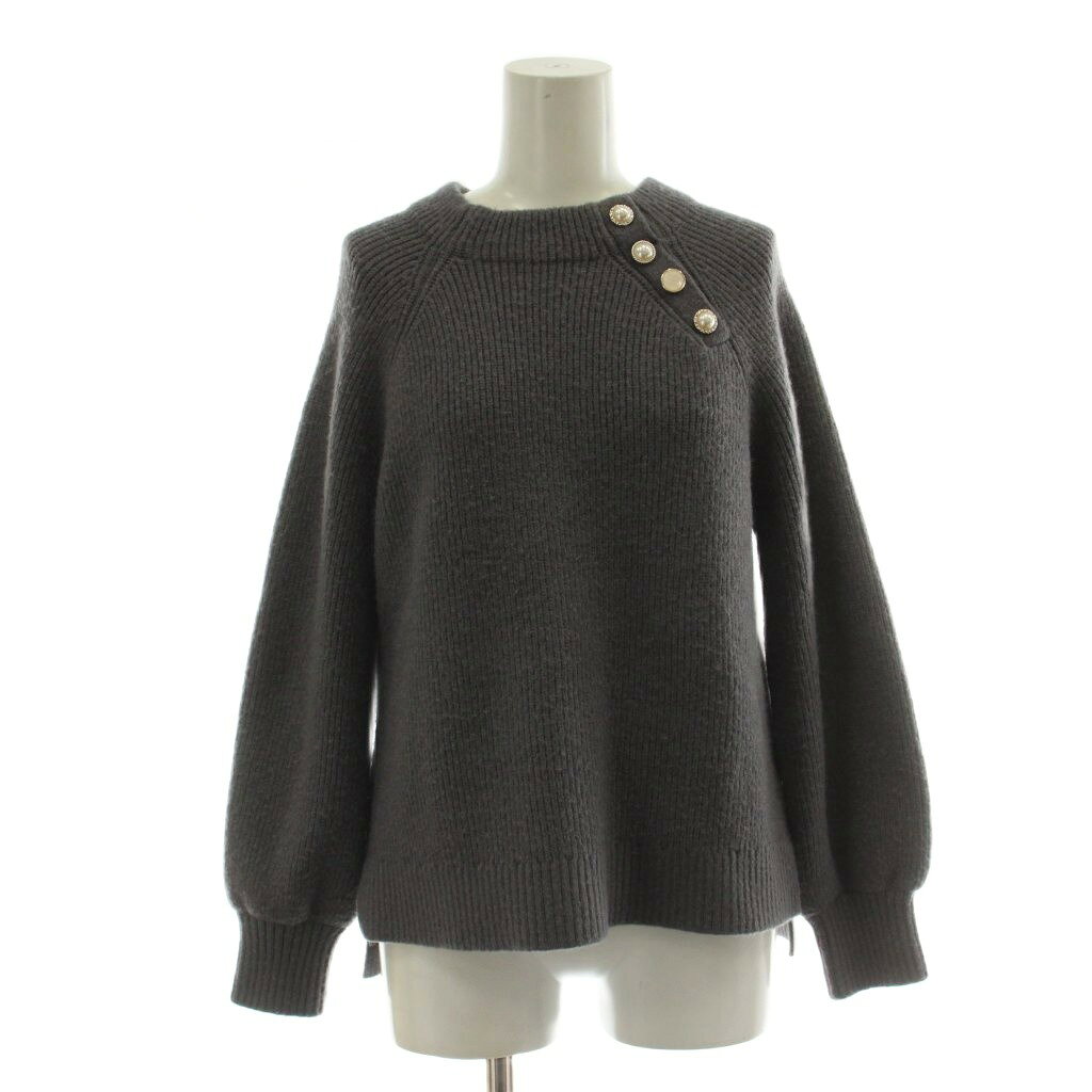 【中古】ウィルセレクション WILLSELECTION ニット セーター F グレー 長袖 ラウンドネック 肩ボタン装飾 /DU レディース 【ベクトル 古着】 260406