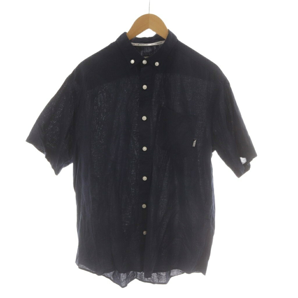 【中古】エディーバウアー EDDIE BAUER カジュアルシャツ ワイシャツ XXL 紺 ネイビー 半袖 ボタンダウン /RR メンズ 【ベクトル 古着】 260403