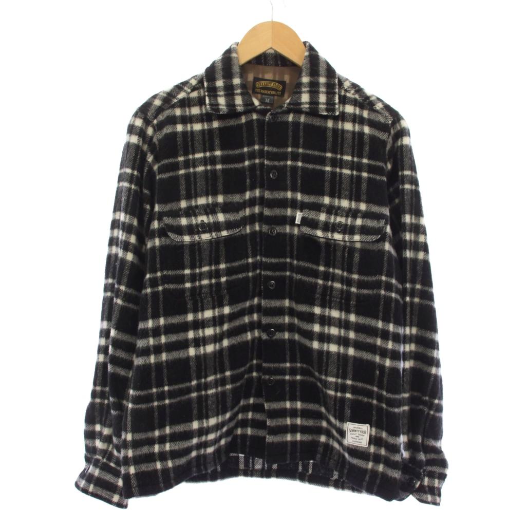 中古 セブンティーフォー SEVENTY FOUR シャツ ウール M 白 ホワイト 黒 ブラック チェック柄 長袖 /LP メンズ ベクトル 古着 260406