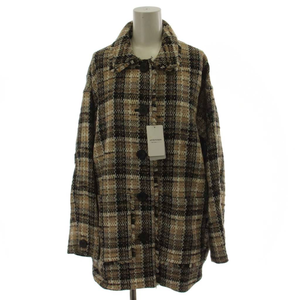 Coat - 【中古】未使用品 スローブ イエナ SLOBE IENA 21AW COMATEX CHK ツイードBZ F 黒 ベージュ 長袖 チェック柄 21-011-912-3030-3-0 /GG レディース 【ベクトル 古着】 260408