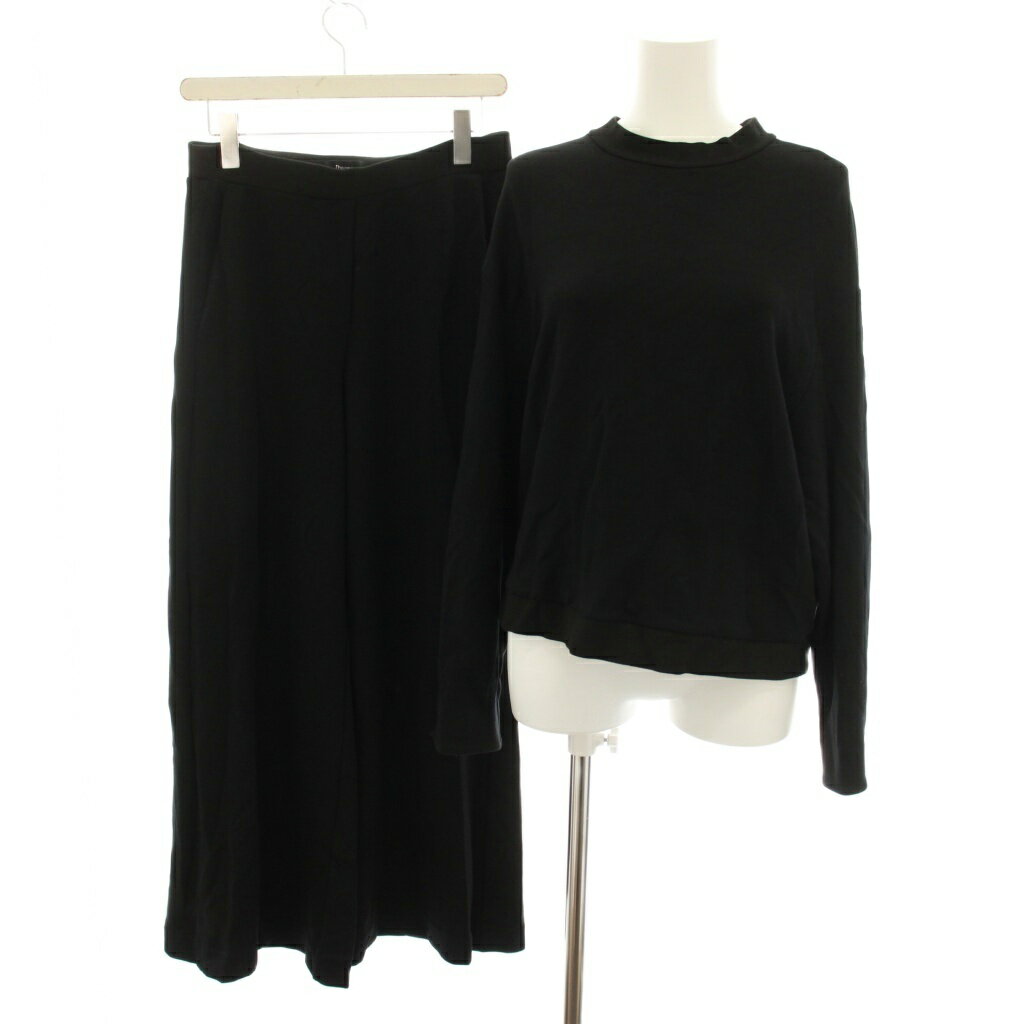 Pants Suit - 【中古】セオリー Theory セットアップ 上下 25AW ダブルジャージライトネックリブモックネックプルオーバー ダブルジャージライトネックテーラーエーラインプルオーバー カットソー 長袖 イージーパンツ S 黒 ブラック /YT レディース 【ベクトル 古着】 260410