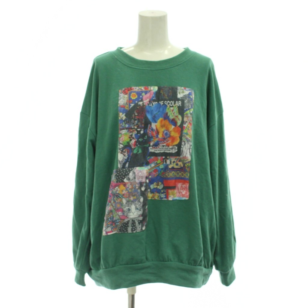 【中古】スカラー ScoLar トレーナー M 緑 コラージュプリント ラウンドネック 長袖 /JP レディース 【ベクトル 古着】 260421ブランドスカラー ScoLar表記サイズM実寸サイズ肩幅：57cm　身幅：57.5cm　着丈：62cm　袖丈：47cm　　素材ポリエステル 綿 色緑 グリーン状態脇に毛玉あり。 ※全体的に中古品としての使用感とダメージがありますが、通常使用には支障のない商品です。 掲載写真や記載内容をご確認いただき、ご理解の上ご購入ください。備考シャルズ商品のお問い合わせの回答を休止しております。＊各商品ページの商品詳細等をご確認の上ご購入ください。【中古】スカラー ScoLar トレーナー M 緑 コラージュプリント ラウンドネック 長袖 /JP レディース 【ベクトル 古着】 260421状態ランク　”B”詳細については、下記および「状態ランクについて」ページをご覧ください。未使用・新品の商品ほぼ新品同様の商品使用感が少なく、かなり状態の良い商品使用感はあるが、傷や汚れの少ない商品使用感の他、傷や汚れが見られる商品かなり大きな傷みがある難あり商品※S〜CランクはUSED品となりますので、使用感をご理解の上でご入札下さい。状態ランクについてinformationブランドスカラー ScoLar表記サイズM実寸サイズ肩幅：57cm　身幅：57.5cm　着丈：62cm　袖丈：47cm　　素材ポリエステル 綿 色緑 グリーン状態脇に毛玉あり。 ※全体的に中古品としての使用感とダメージがありますが、通常使用には支障のない商品です。 掲載写真や記載内容をご確認いただき、ご理解の上ご購入ください。備考シャルズ商品のお問い合わせの回答を休止しております。＊各商品ページの商品詳細等をご確認の上ご購入ください。本商品は一点物です他サイトや店舗にて販売している商品です。多少のお時間差にて欠品になることもございます。予めご了承頂ますようお願い致します。ベクトル・サイズガイドはこちらこの商品と同じブランドの商品を見る