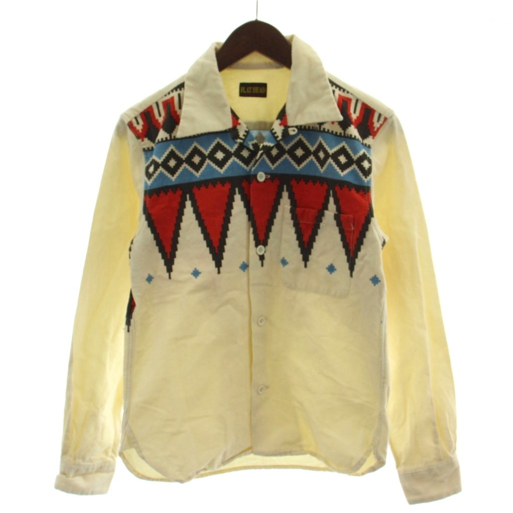 【中古】ザ フラットヘッド THE FLAT HEAD シャツ カットソー 34 マルチカラー 長袖 コーデュロイ 柄物 /GG メンズ 【ベクトル 古着】 260422
