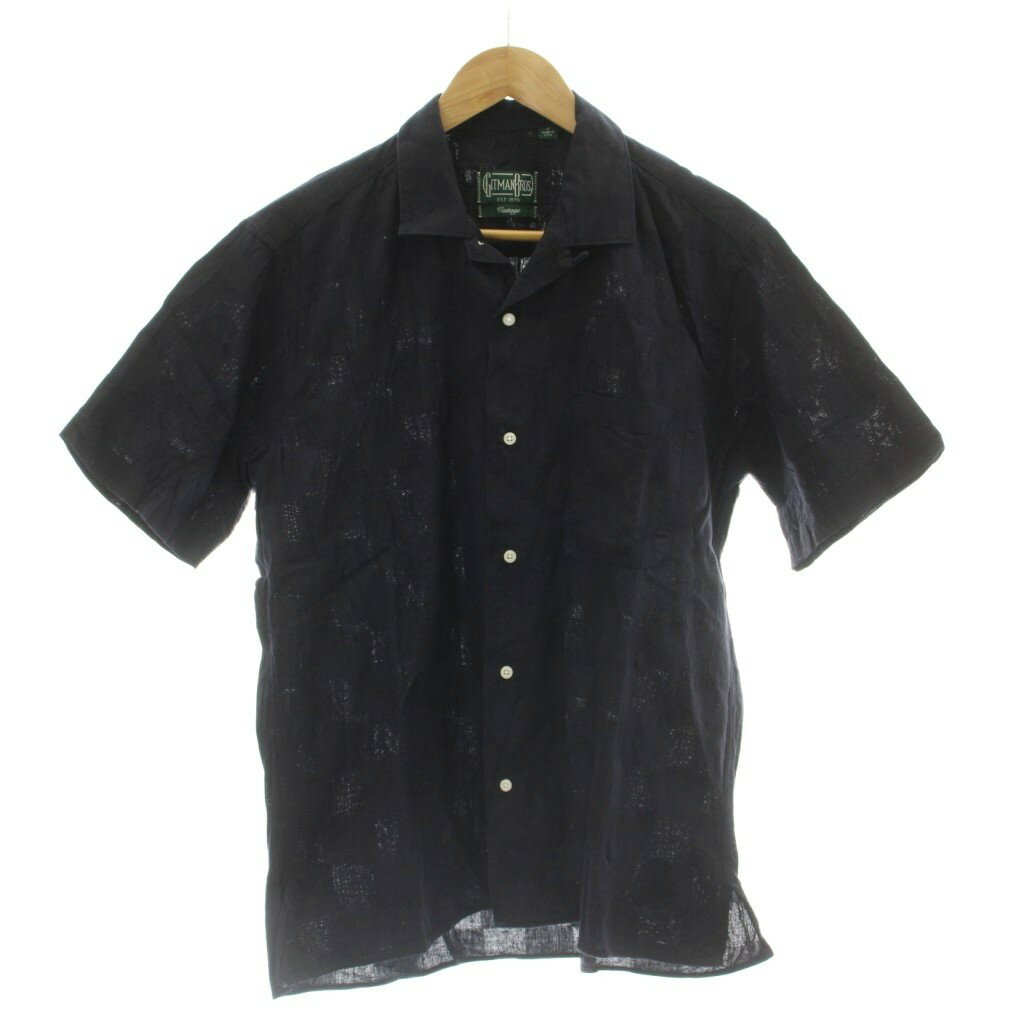 【中古】ギットマン ブラザーズ GITMAN BROS. シャツ M 紺 ネイビー 半袖 開襟 総柄 /DU メンズ 【ベクトル 古着】 260422（楽天・ブランド古着の買取販売ベクトル）