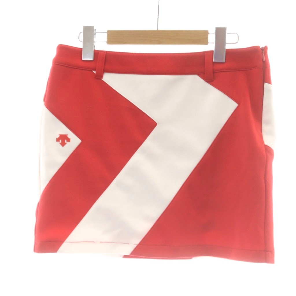 【中古】デサント DESCENTE GOLF ゴルフ キュロット スカート L 赤 白 切り替えデザインミニ /AU レディース 【ベクトル 古着】 260427