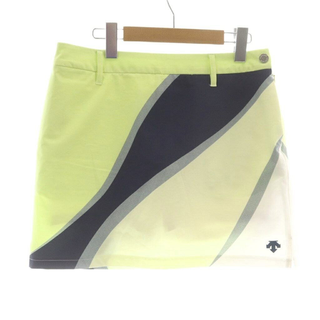 【中古】デサント DESCENTE GOLF ゴルフ キュロット スカート L 黄緑 紺 ミニ /AU レディース 【ベクトル 古着】 260427