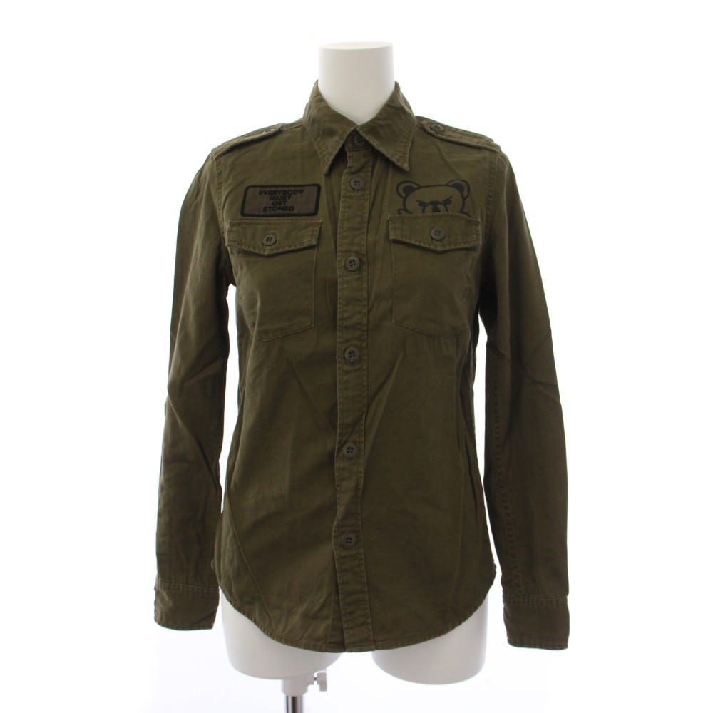 Other - 【中古】ヒステリックグラマー HYSTERIC GLAMOUR ミリタリーシャツ ブラウス 長袖 F カーキ 0193AH04 /BM レディース 【ベクトル 古着】 260423
