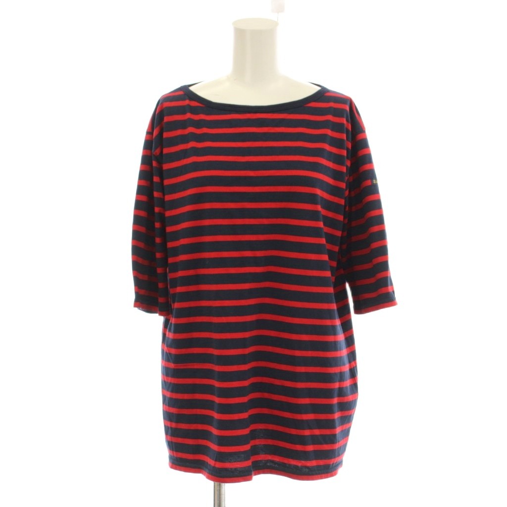 Garments - 【中古】ルミノア Leminor カットソー 赤 レッド 紺 ネイビー ボーダー柄 七分袖 ボートネック /LP レディース 【ベクトル 古着】 260427