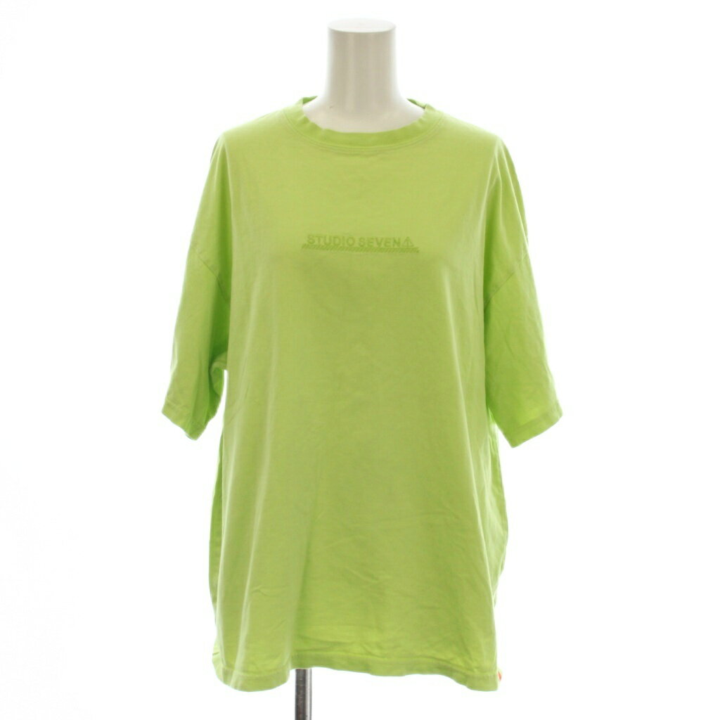 【中古】スタジオセブン STUDIOSEVEN Tシャツ カットソー L 黄緑 ライトグリーン ロゴ クルーネック 半袖 /LP レディース 【ベクトル 古着】 260504