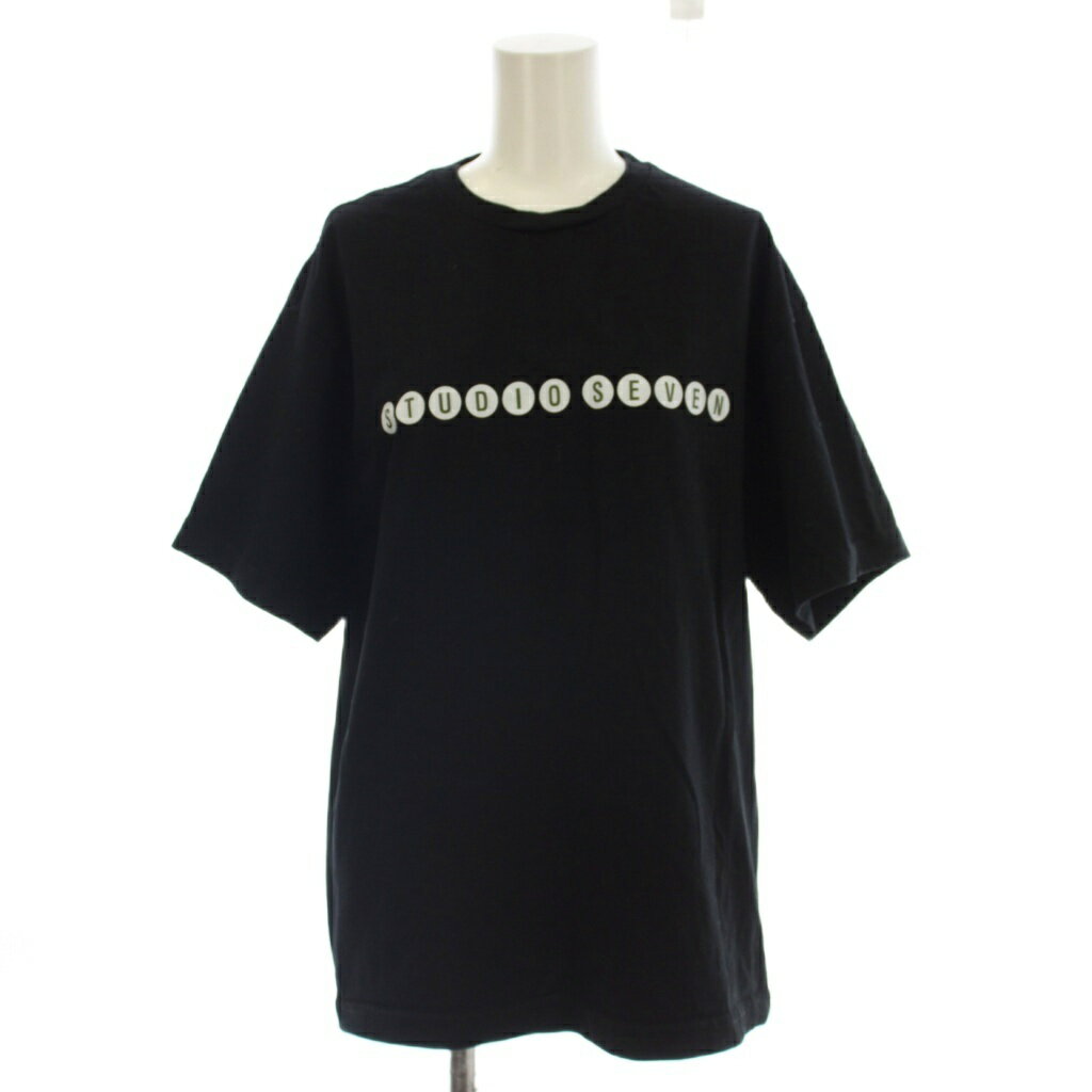 【中古】スタジオセブン STUDIOSEVEN Tシャツ カットソー M 黒 ブラック ロゴプリント クルーネック 半袖 /LP メンズ レディース 【ベクトル 古着】 260504