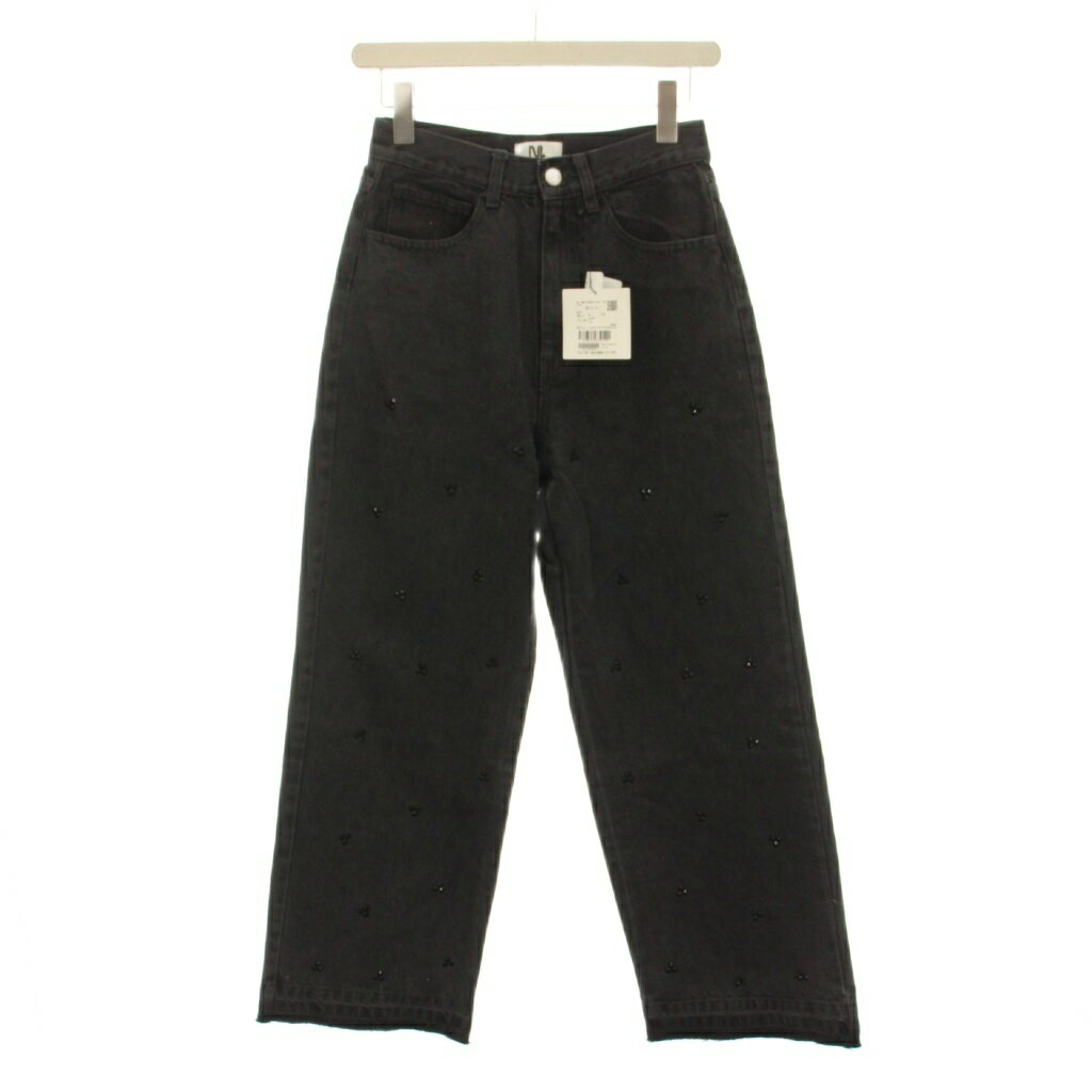 [Used] Unused M to R Beaded Denim Pants Jeans with Rhinestones, Size 36, Black MUS-02040-B /YM Women's [Vector Used Clothing] 260507