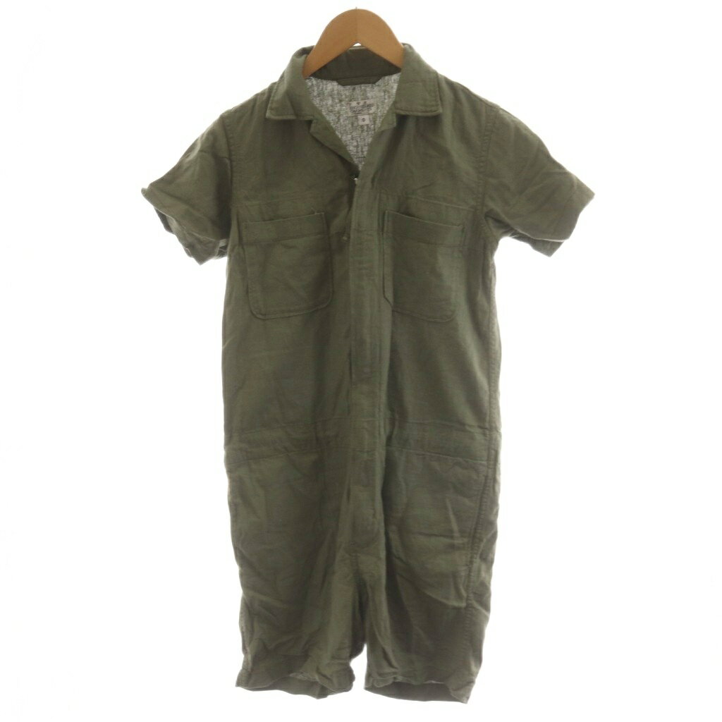 エンジニアードガーメンツ Engineered Garments オールインワン ハーフパンツ 半袖 麻 リネン 0 カーキ /AN35 レディース  260507