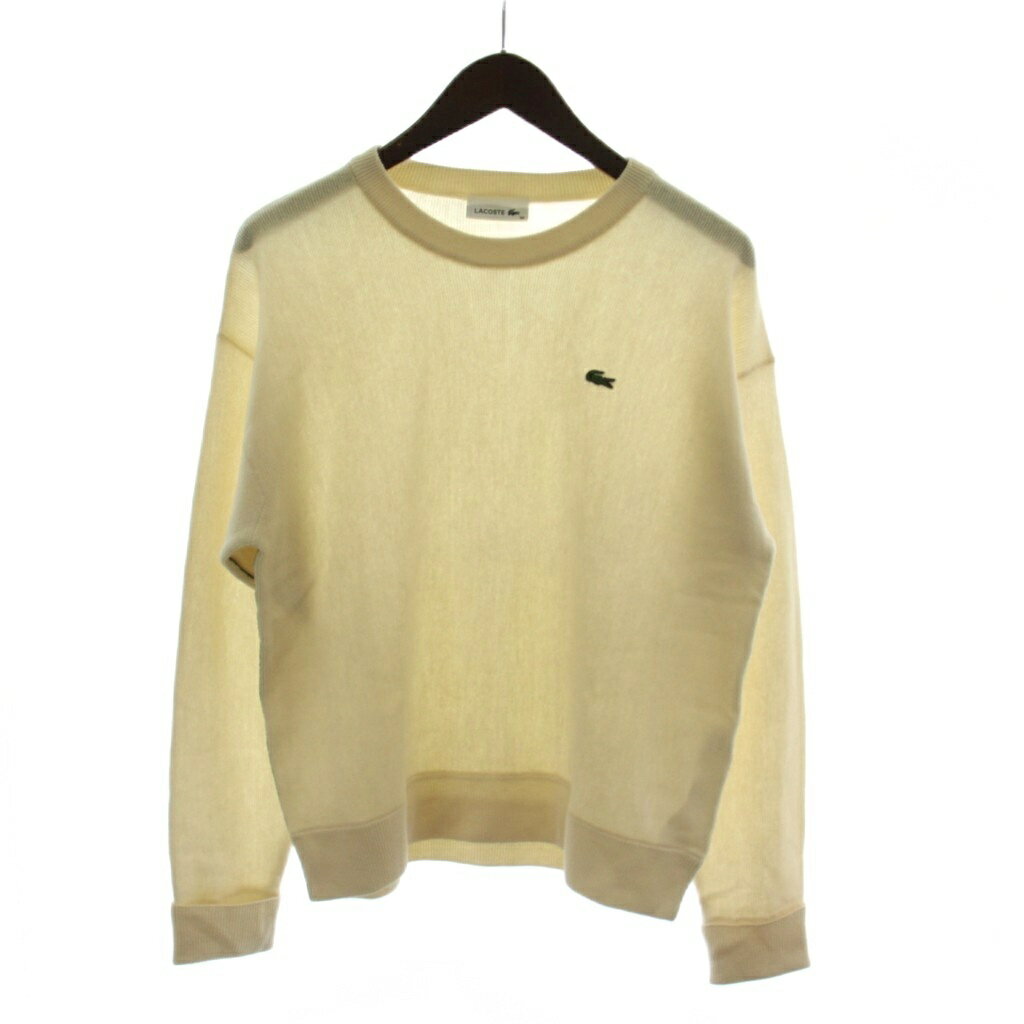【中古】ラコステ LACOSTE レスポンシブルウールニットセーター カットソー 34 アイボリー 長袖 ラウンドネック AF9551 /GG レディース 【ベクトル 古着】 260507