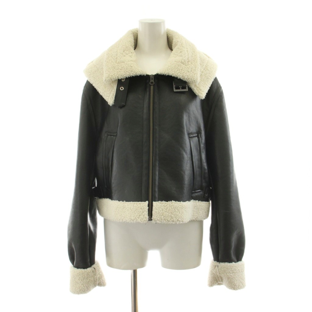 Coat - 【中古】ネイヴ Nave MEGUMI フェイクムートンコート ショート丈 フード 1 黒 ブラック JKNVSW0582 /KU レディース 【ベクトル 古着】 260508